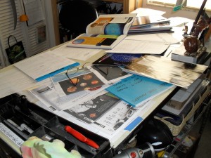 My drawing table at the start of the Meet the Planets illustration process